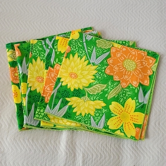 Six Floral Napkins - 17" Square - Picture 1 of 3